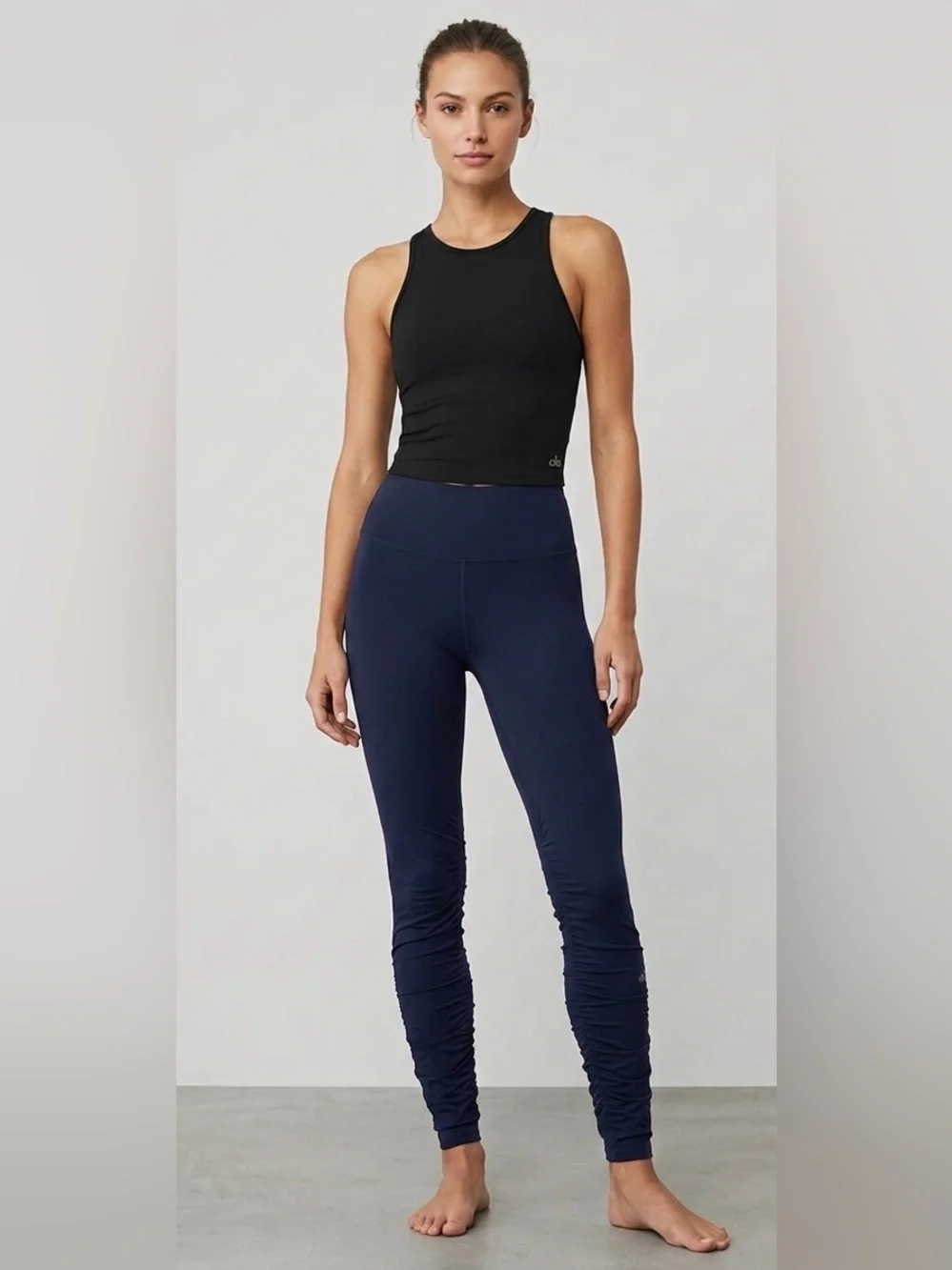 Alo Yoga Navy Blue High-Waist Ruched Scrunch Leggings XXS